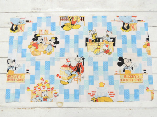 【ミッキー&フレンズ】カントリーストア柄・フランネル素材・ヴィンテージ・USEDピロケース/枕カバー