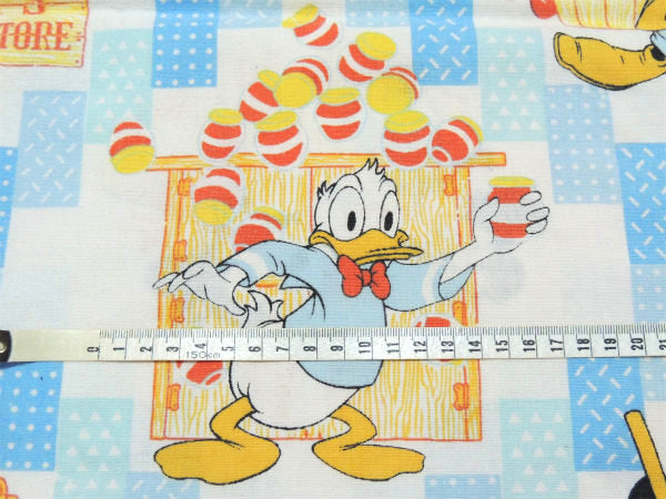 【ミッキー&フレンズ】カントリーストア柄・フランネル素材・ヴィンテージ・USEDピロケース/枕カバー