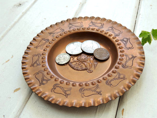 銅 細工 チリ REPLBLICA DE CHILE アンティーク オールド プレート トレイ 小皿