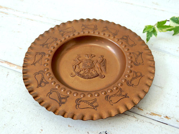 銅 細工 チリ REPLBLICA DE CHILE アンティーク オールド プレート トレイ 小皿