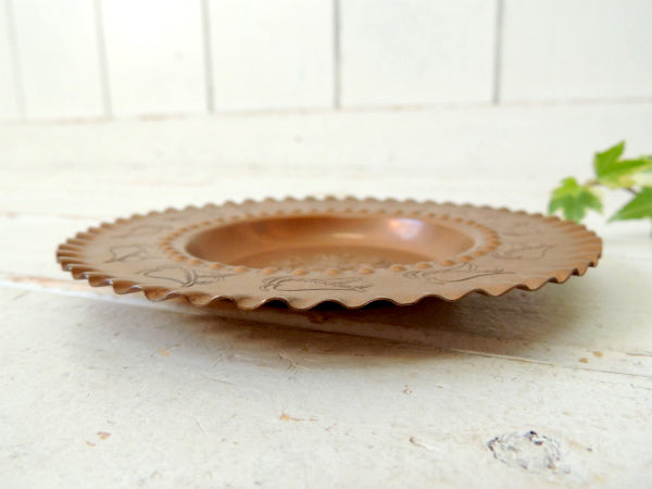 銅 細工 チリ REPLBLICA DE CHILE アンティーク オールド プレート トレイ 小皿