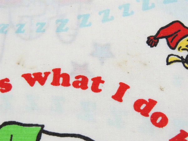 【スヌーピー】ベッドタイムおやすみ柄・60'sヴィンテージ・USEDピロケース/枕カバー USA