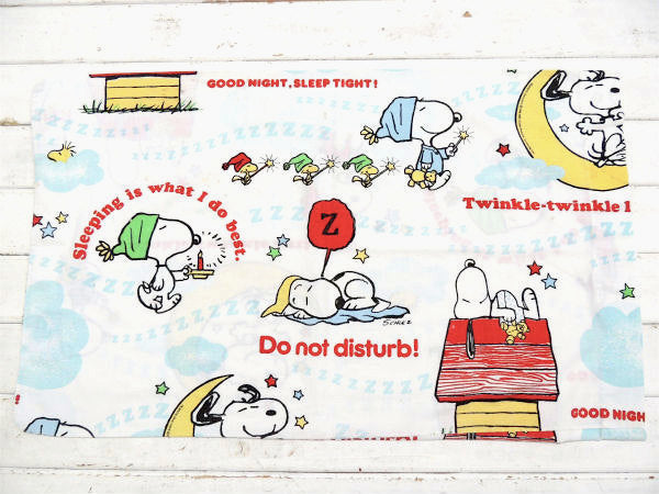 【スヌーピー】ベッドタイムおやすみ柄・60'sヴィンテージ・USEDピロケース/枕カバー USA