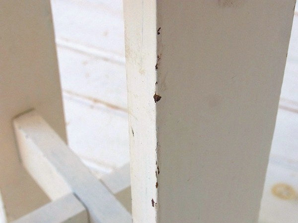 白色のシャビーなアンティーク・木製スツール/チェア USA