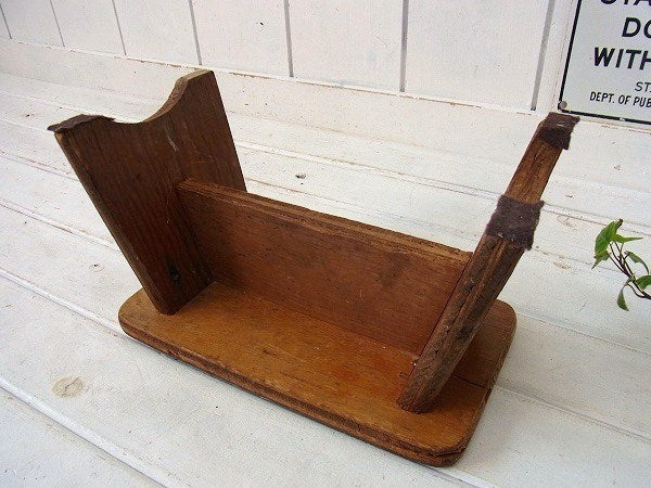 シャビーな木製のアンティーク・OLDスツール/踏み台/USA