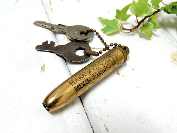 弾丸・薬莢 ピストル・ビンテージ・古鍵2本・キーホルダー・ボールチェーン・USA・アドバタイジング