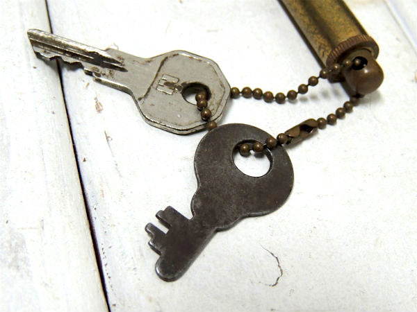 弾丸・薬莢 ピストル・ビンテージ・古鍵2本・キーホルダー・ボールチェーン・USA・アドバタイジング