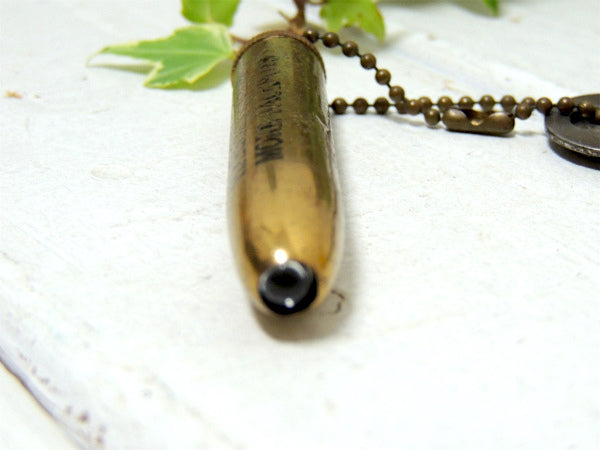 弾丸・薬莢 ピストル・ビンテージ・古鍵2本・キーホルダー・ボールチェーン・USA・アドバタイジング