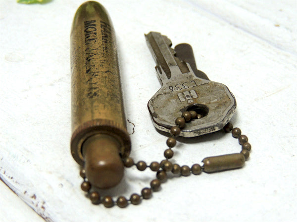弾丸・薬莢 ピストル・ビンテージ・古鍵2本・キーホルダー・ボールチェーン・USA・アドバタイジング