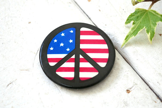 PEACE・ラブ&ピース アメリカ星条旗 ヴィンテージ・缶バッジ US アクセサリー