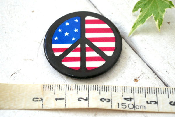 PEACE・ラブ&ピース アメリカ星条旗 ヴィンテージ・缶バッジ US アクセサリー
