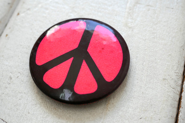 1960's PEACE・ラブ&ピース 平和 シンボル ヴィンテージ・缶バッジ USA ヒッピー