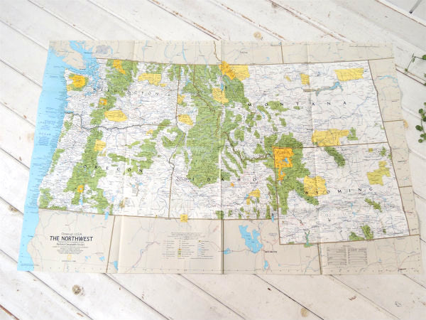【ナショナル ジオグラフィック】ワシントン州&オレゴン州etc・80'sヴィンテージ・マップ/地図