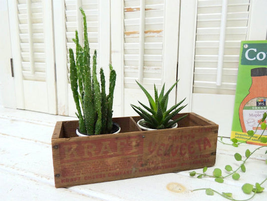 【KRAFT VELVEETA】クラフト社・仕切り付き・木製・アンティーク・チーズボックス/木箱