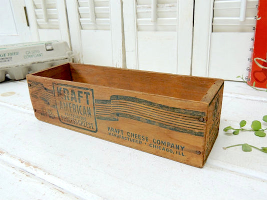【KRAFT AMERICAN】クラフト社・全面ロゴ入り・木製・アンティーク・チーズボックス/木箱