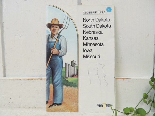 ナショナル ジオグラフィック カンザス州&ネブラスカ州・80's ヴィンテージ・マップ 地図