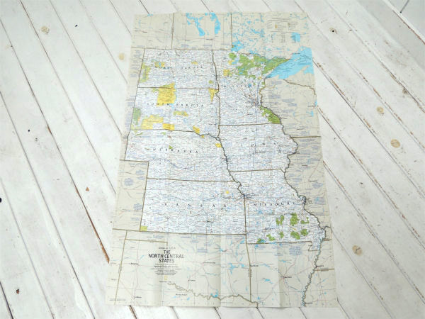 ナショナル ジオグラフィック カンザス州&ネブラスカ州・80's ヴィンテージ・マップ 地図