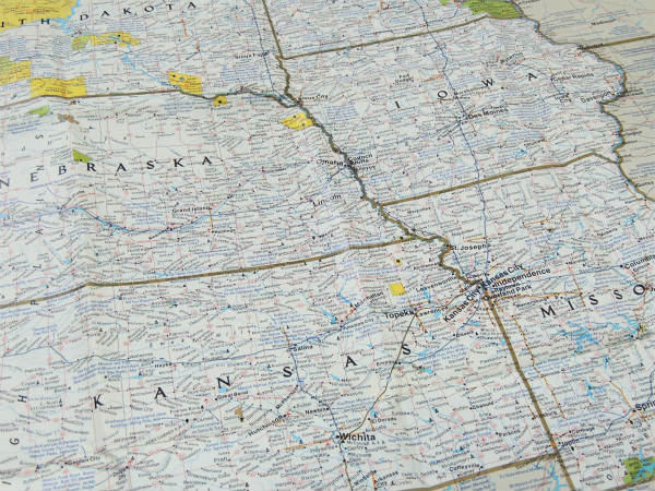 ナショナル ジオグラフィック カンザス州&ネブラスカ州・80's ヴィンテージ・マップ 地図
