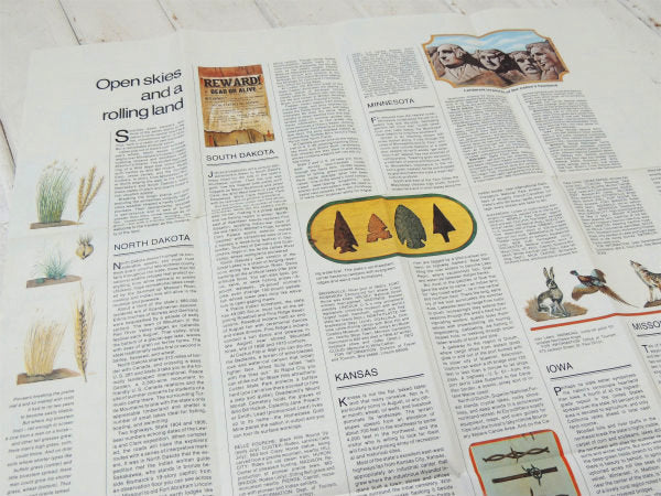 ナショナル ジオグラフィック カンザス州&ネブラスカ州・80's ヴィンテージ・マップ 地図