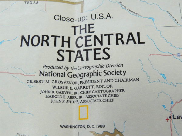 ナショナル ジオグラフィック カンザス州&ネブラスカ州・80's ヴィンテージ・マップ 地図