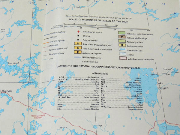 ナショナル ジオグラフィック カンザス州&ネブラスカ州・80's ヴィンテージ・マップ 地図