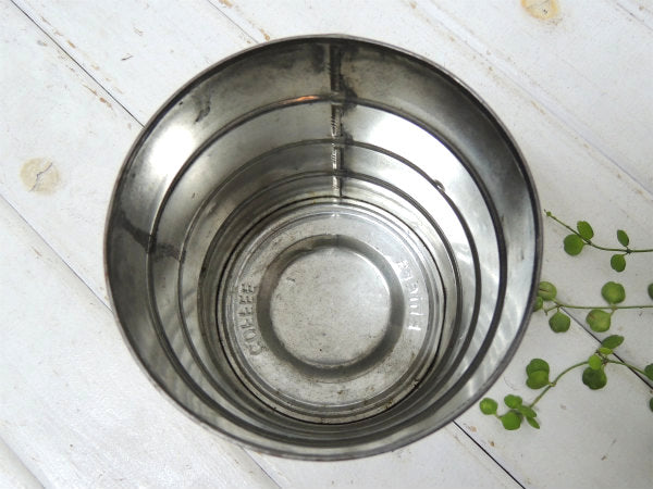 【Ehlers COFFEE】コーヒーミル&リーフ柄・ティン製・ヴィンテージ・コーヒー缶/ティン缶