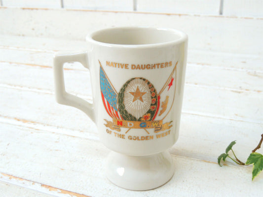 NDGW アメリカ 星条旗&カリフォルニア 州旗・陶器製・フッテッド・ヴィンテージ・マグカップ・食器