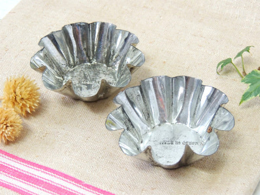 【Germany】ドイツ製・ティン製・小さなアンティーク・モールド・菓子型・2個セット