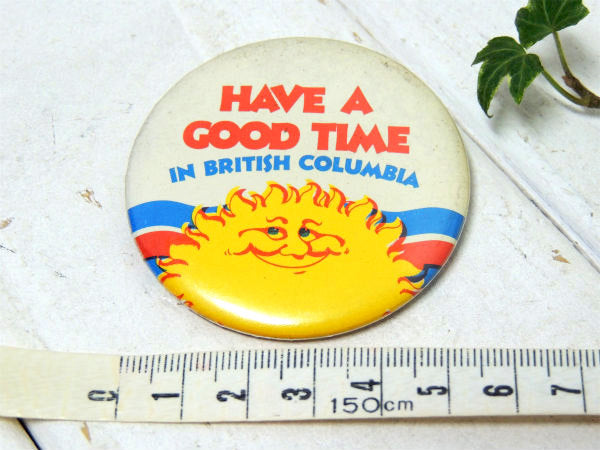【HAVE A GOOD TIME】太陽・笑顔・スマイル・ヴィンテージ・缶バッジ