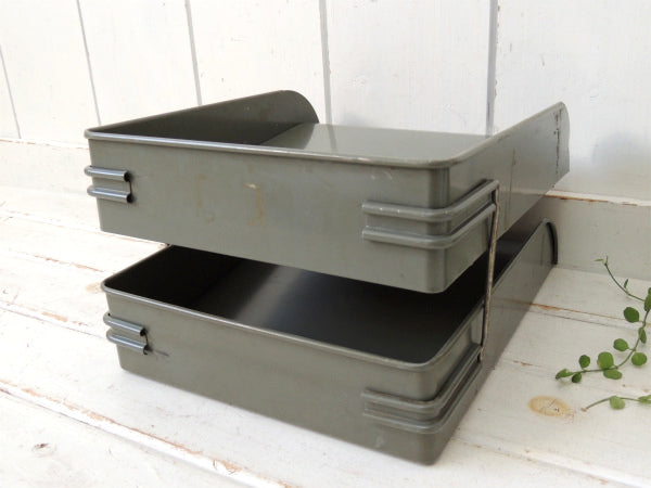 【Globe Wernicke】工業系・メタル製・2段式・ヴィンテージ・書類ラック/デスクトレイ