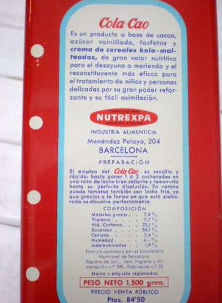 スペイン　Cola-Cao・コラカオ・ヴィンテージ・ティン缶(赤)