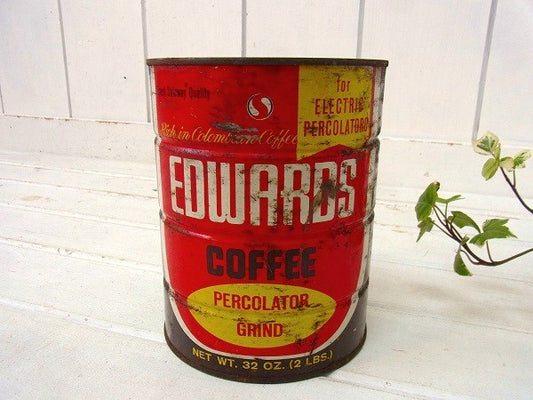 【EDWARDS COFFEE】カラフルなヴィンテージ・コーヒー缶/ティン缶 USA