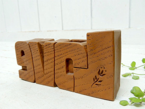 【LOVE・1970'~80's】ウッド柄の樹脂製・ヴィンテージ・ペン立て・置き物 USA