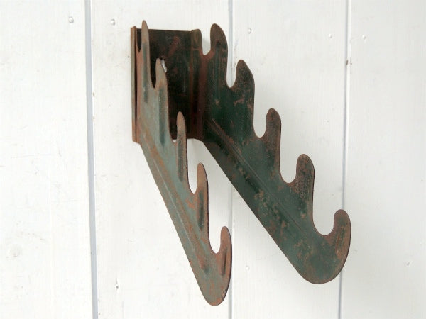 インダストリアル・古いアイアン製・グリーンカラー・ヴィンテージ・ウォールフック・壁掛けフック・工業系