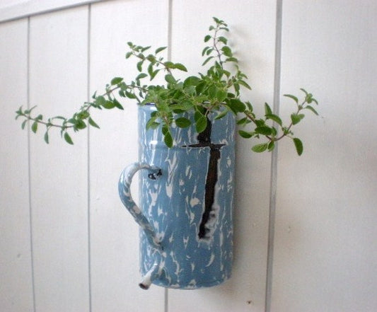 マーブル柄のホーロー製・アンティーク・イリゲーター/壁面デコレーション/スペイン