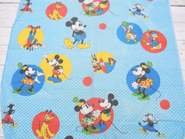 【ミッキー&フレンズ】水玉&ダンス柄・ヴィンテージ・ユーズドシーツ(ボックスタイプ) USA