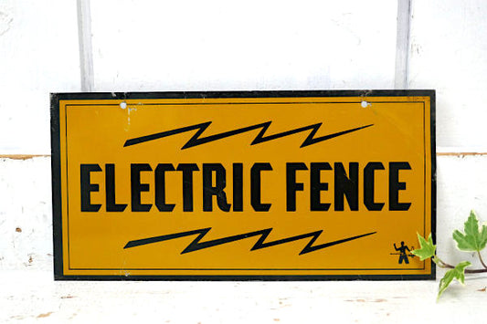 ELECTRIC 電気柵 危険標識 USA ヴィンテージ サイン プレート 看板 工業系