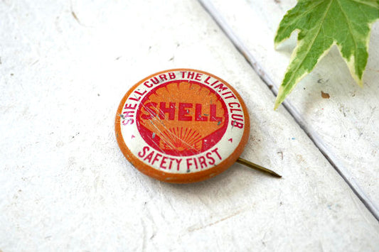1930's SHELL CURB シェル オイル CLUB ヴィンテージ・缶バッジ US