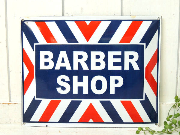 【BARBER SHOP】ヴィンテージ・ホーロー看板・サイン・USA看板・理容室・床屋