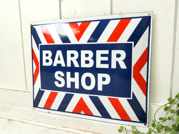 【BARBER SHOP】ヴィンテージ・ホーロー看板・サイン・USA看板・理容室・床屋