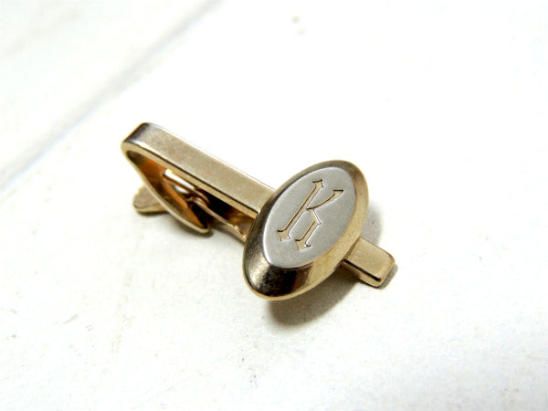 K イニシャルモチーフ シルバーゴールドトーン HICKOK USA ヴィンテージ タイピン タイバー 小物 ファッション アクセサリー