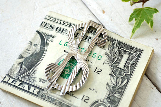 ドル・$・モチーフ 手彫り シルバー 925 メキシコ ヴィンテージ・マネークリップ 刻印