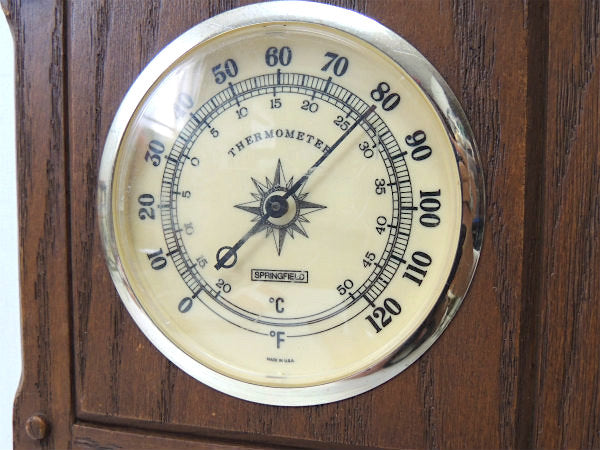 【SPRINGFIELD・70s】マリン・ウッド柄・ビンテージ・温度計・湿度計・サーモメーター・船