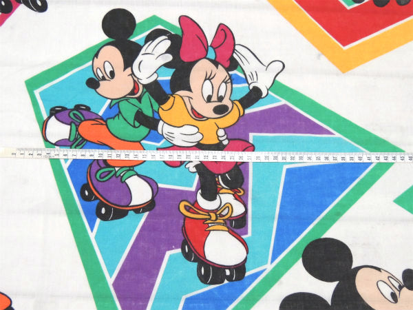 【ミッキー&ミニー】ローラースケート柄・ヴィンテージ・ユーズドシーツ(ボックスタイプ) USA