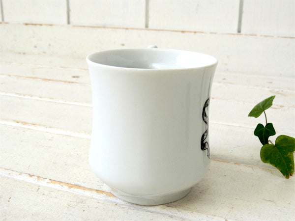 【BARBER・サインポール柄】陶器製・ヴィンテージ・マスタッシュ&シェービングカップ・マグ