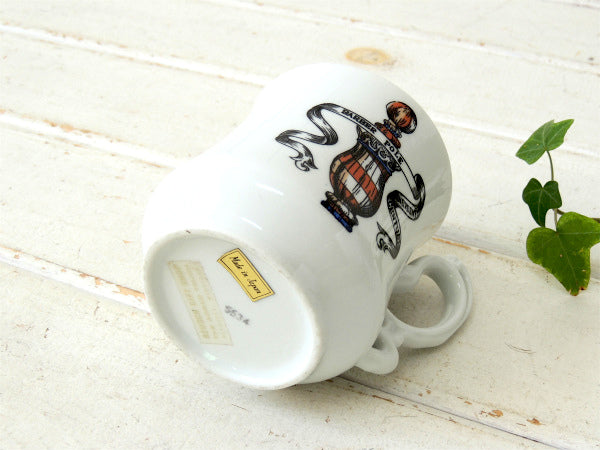 【BARBER・サインポール柄】陶器製・ヴィンテージ・マスタッシュ&シェービングカップ・マグ