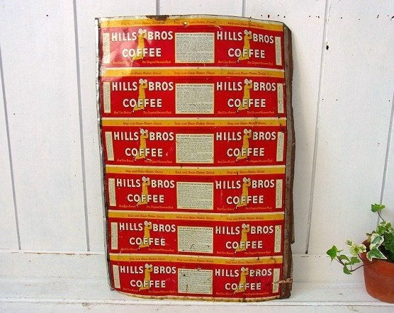 Coffee ヒルスコーヒー・ティン・コーヒー缶 US パッケージ・ビンテージ サイン 看板