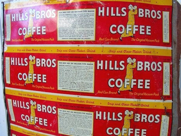 Coffee ヒルスコーヒー・ティン・コーヒー缶 US パッケージ・ビンテージ サイン 看板