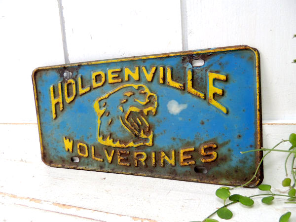 【オクラホマ州 ホルデンビル】ヴィンテージ・アドバタイジング・ナンバープレート・USA・モーター系