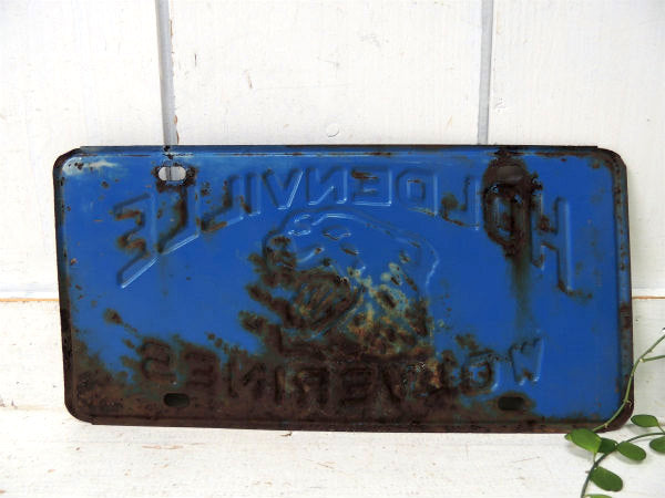 【オクラホマ州 ホルデンビル】ヴィンテージ・アドバタイジング・ナンバープレート・USA・モーター系